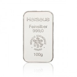 100 Gram Silver Bar (Heraeus)