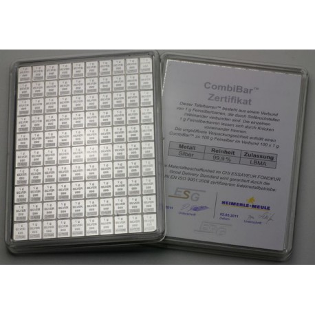 100 x 1 Gram Silver Combibar (H&M)