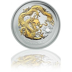 1 Unze Silber Dragon vergoldet