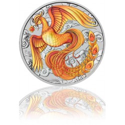 1 Unze Silber Phoenix Rot/Gold coloriert