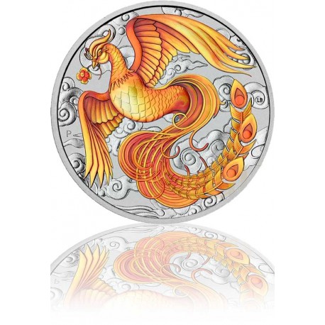 1 Unze Silber Phoenix Rot/Gold coloriert