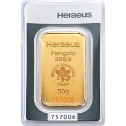 50 g Goldbarren Heraeus