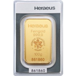 100 g Goldbarren Heraeus