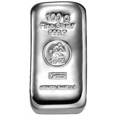 100 gram cast silver bar (H&M) 