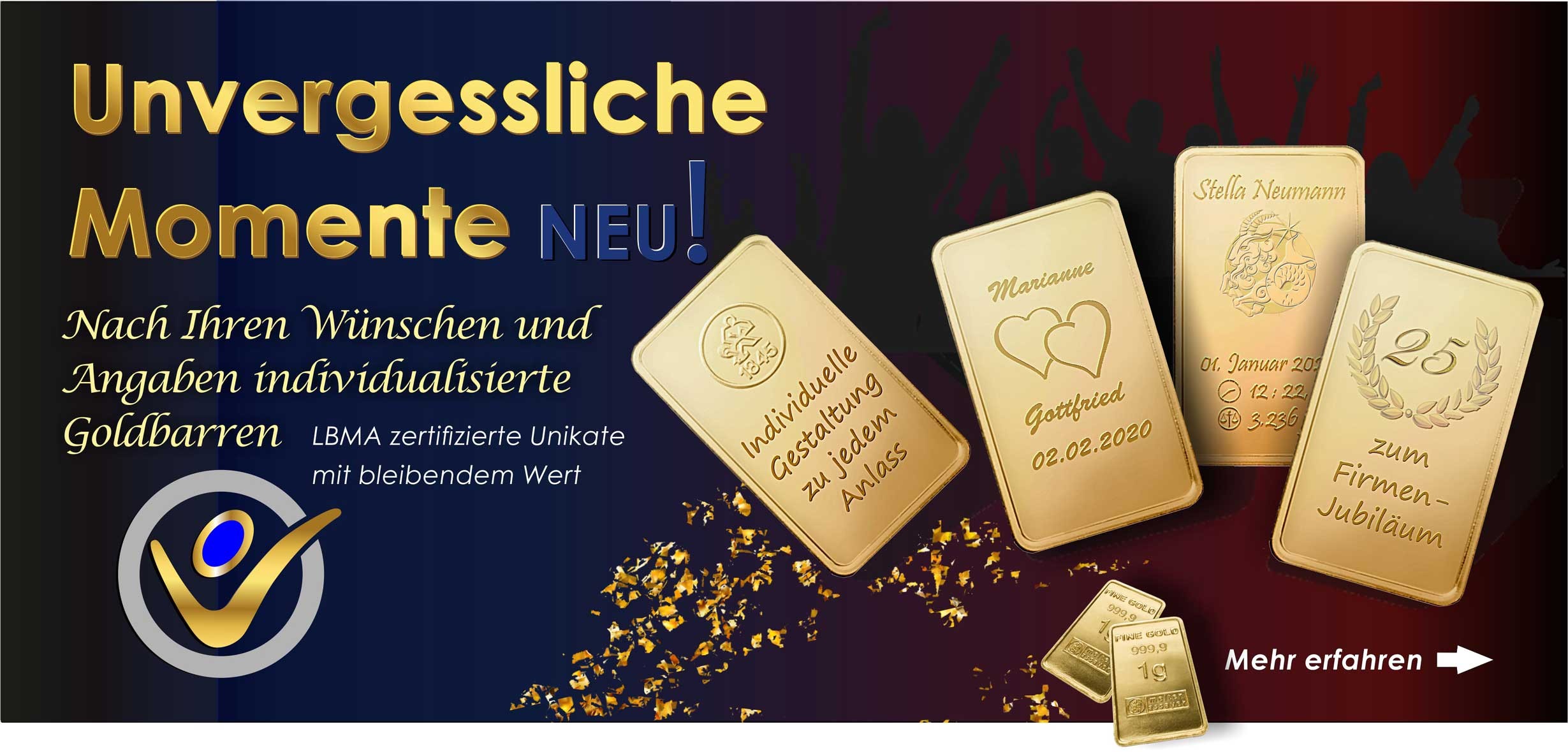 nach Wunsch Individualisierte Goldbarren